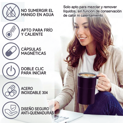 Taza de Café Inteligente con Mezclador Automático, Pantalla de Temperatura y Tapa